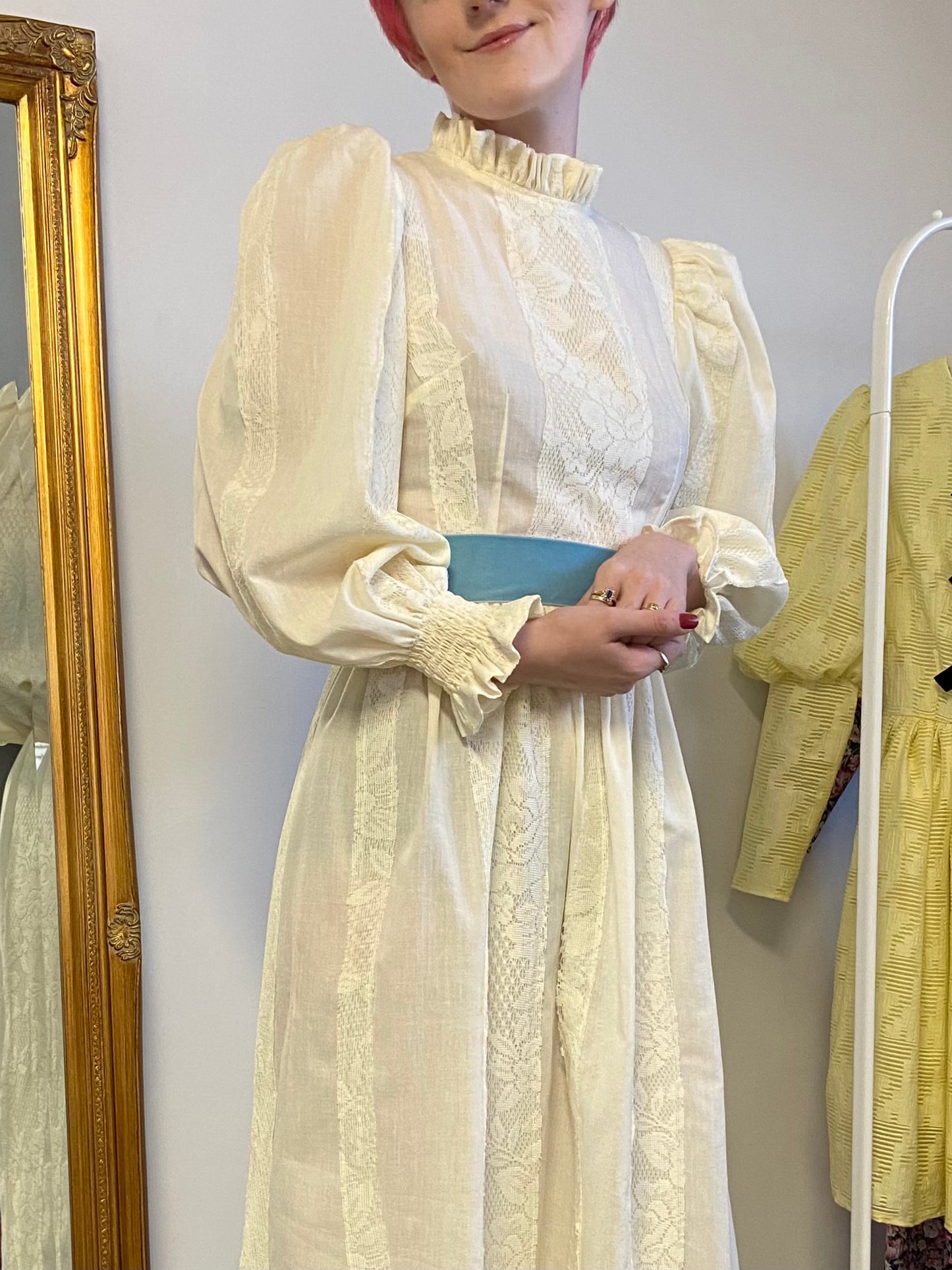 The Agatha Prairie Dress in Ivory Lace Cotton