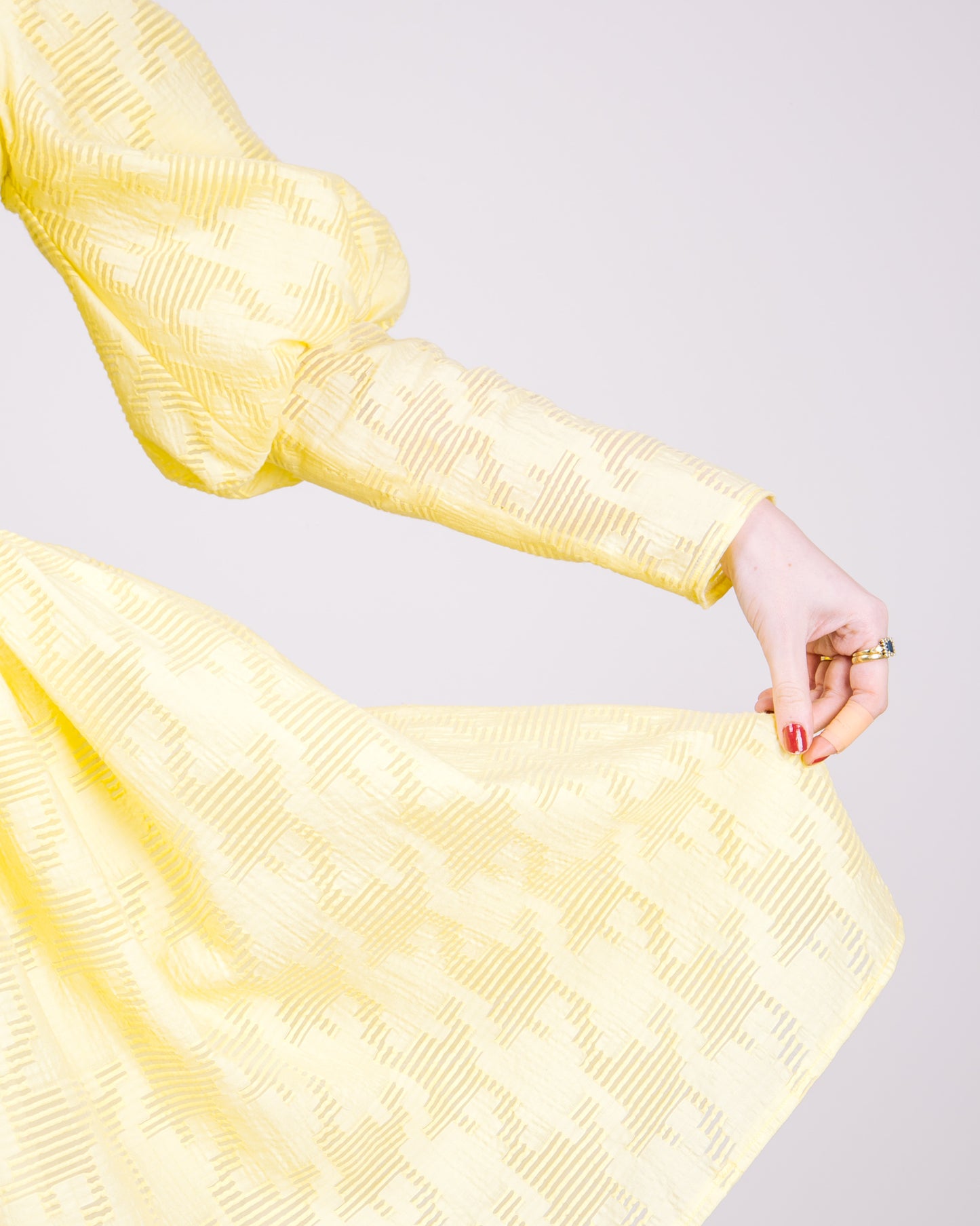 The Anna Prairie Dress in Yellow Houndstooth